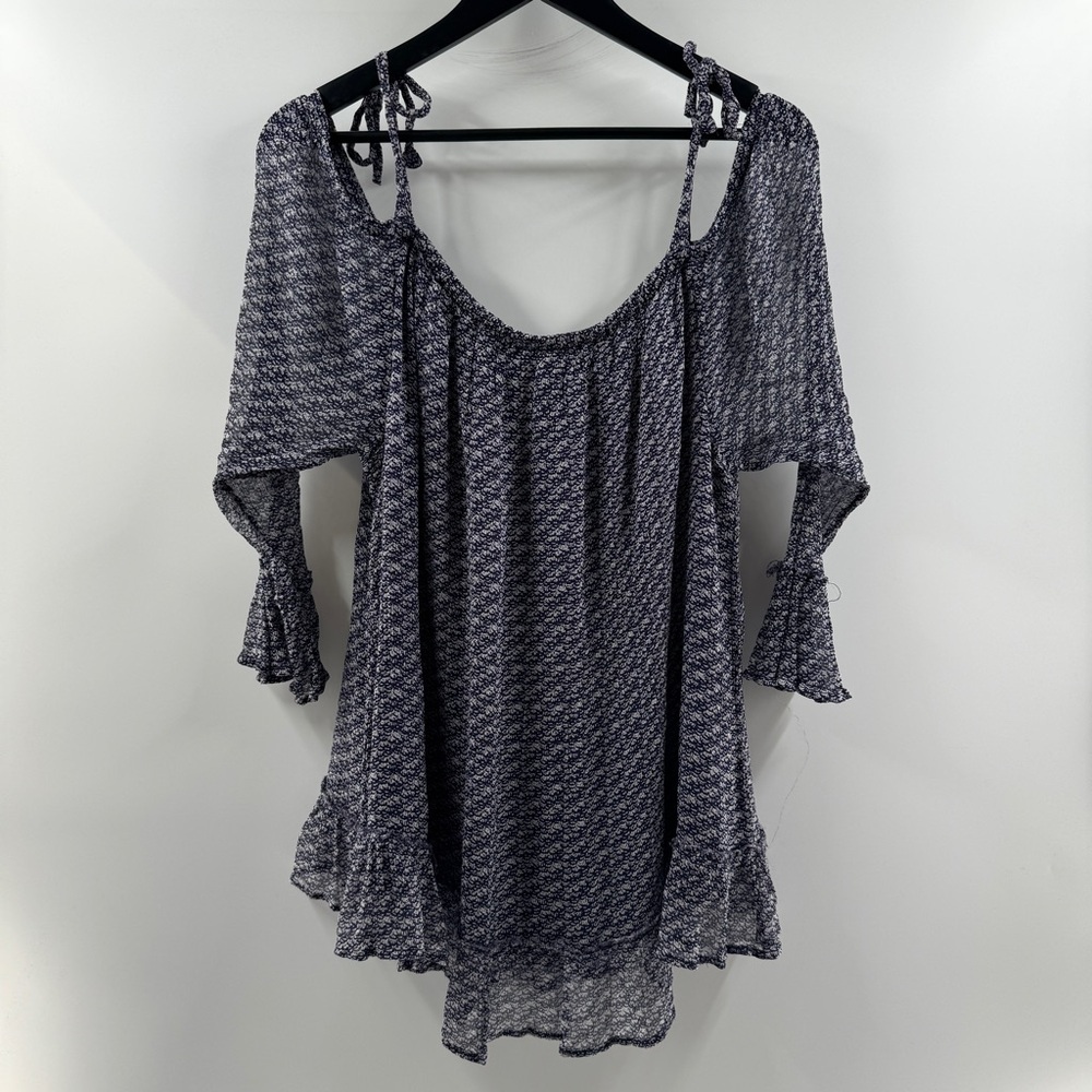 Lucky Brand Purple Off the Shoulder Mesh Sleeve Top Women’s 2XL
